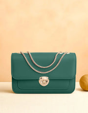 Trendy Twist Lock Closure Crossbody Bag for Girls - Green