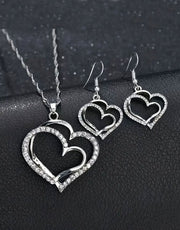 Elegant Sparkling Rhinestone Heart Shape Necklace Set for Girls